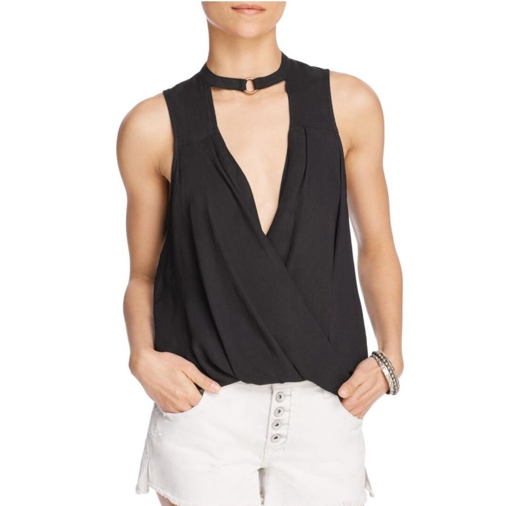 Free People Chuffon Faux Wrap Choker Top Medium